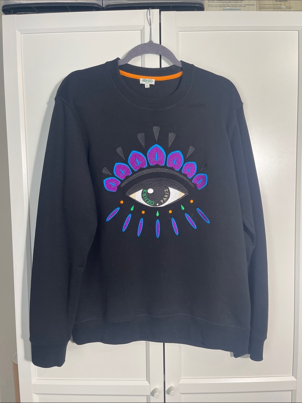 KENZO Paris Eye Motif Embroidered Crewneck Sweatshirt Black